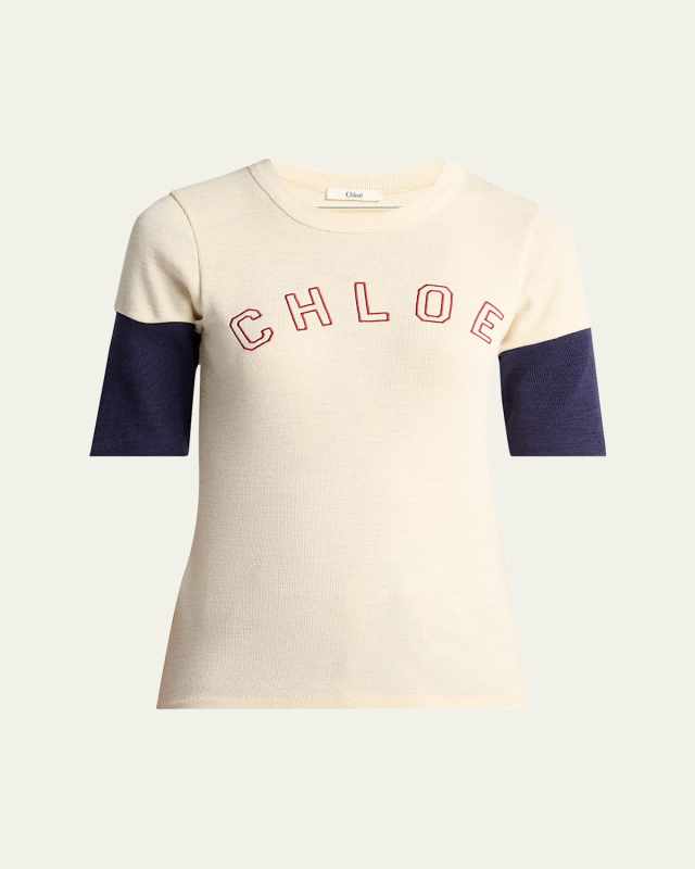 Logo Embroidered Heavy Cotton Wool T-Shirt